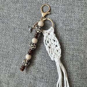 Leopard Bead Keychain with Tassel